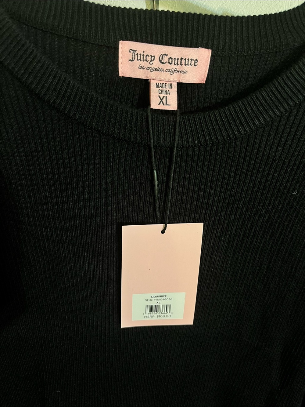Juicy Couture Black Ribbed Crewneck Sweater